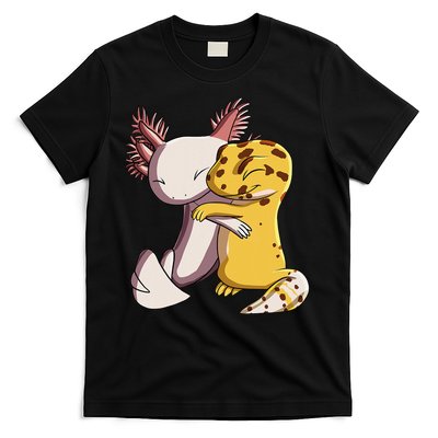 Cute Kawaii Leopard Gecko Hugging Axolotl T-Shirt
