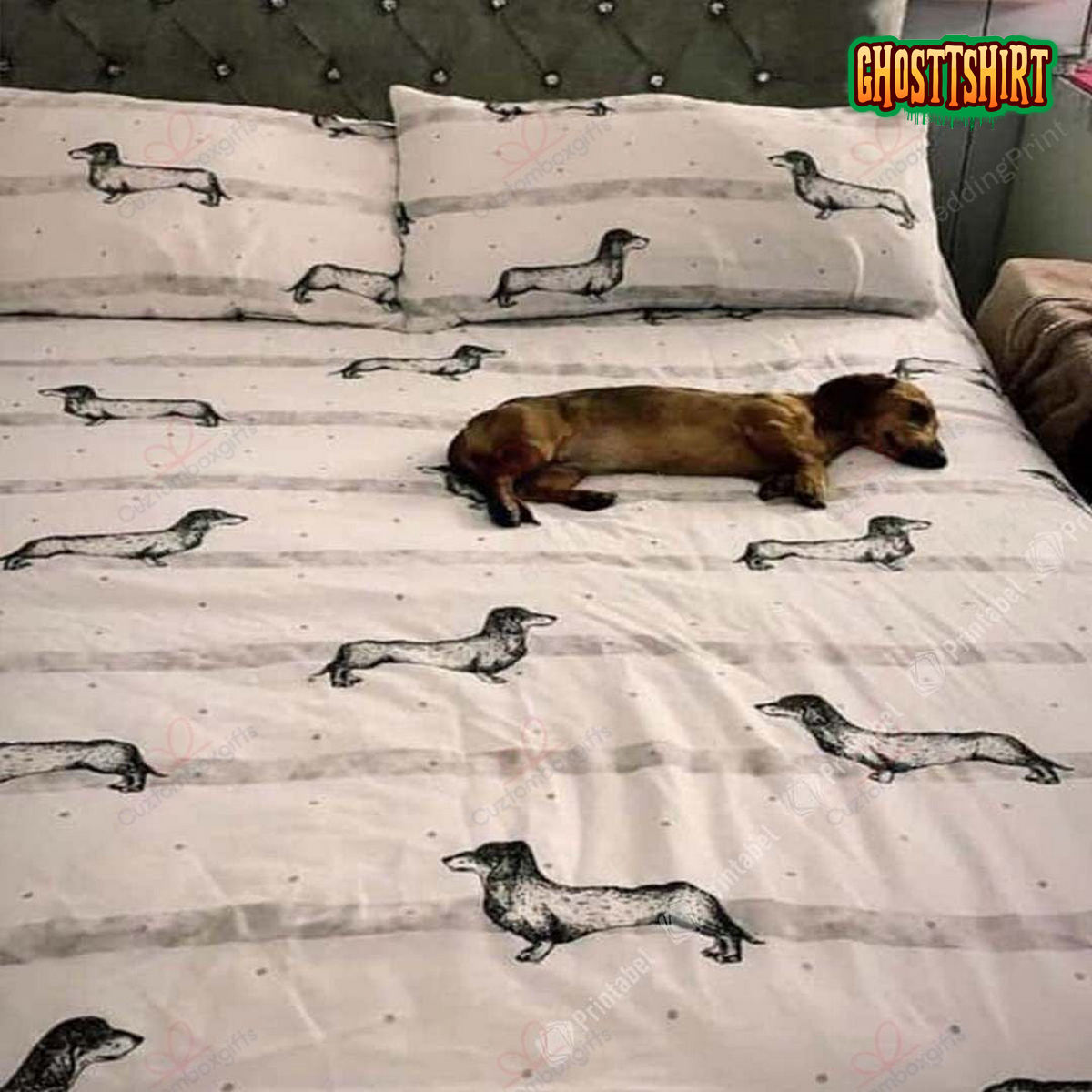Classic Dachshund Pattern Bed Sheets Duvet Cover Bedding Set