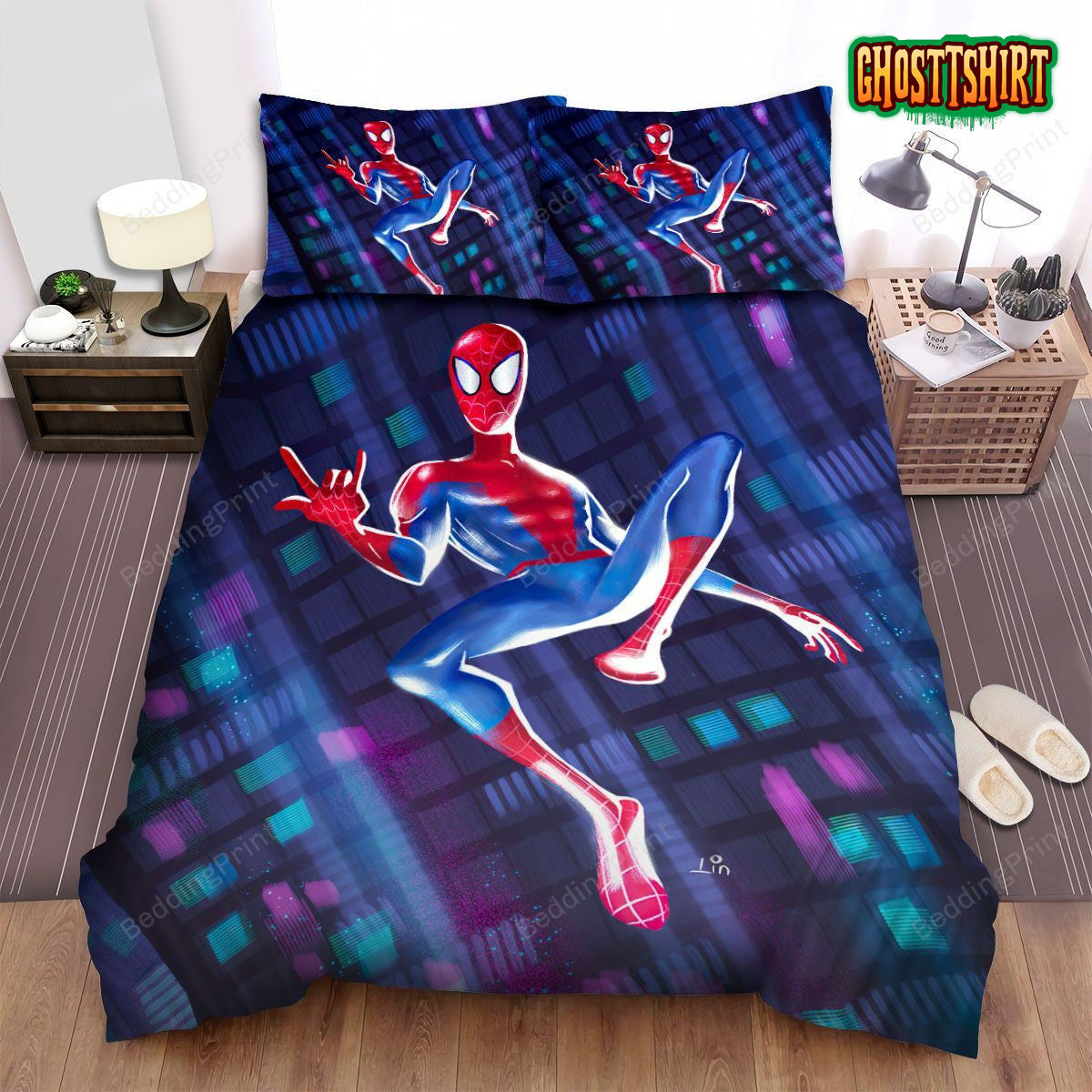 Classic Spider-Man Digital Illustration Bed Sheets Spread Duvet Cover Bedding Set