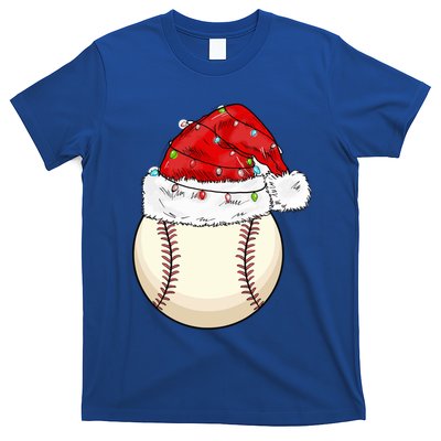 Christmas Lights Baseball Santa Hat Catcher Pitcher Pj Gift T-Shirt