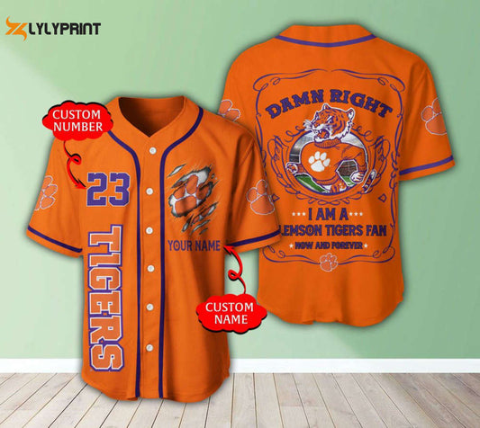 Clemson Tigers Personalized Baseball Jersey Gift For Men Women - lylyprint.com
