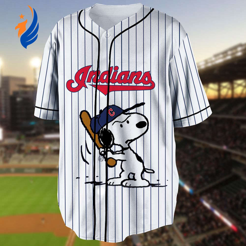 Cleveland Indians Snoopy MLB Personalized Baseball Jersey - Gift for Women Men - Bafud