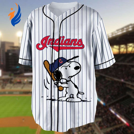 Cleveland Indians Snoopy MLB Personalized Baseball Jersey - Gift for Women Men - Bafud