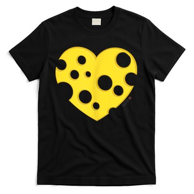 Cheese Love Heart Pocket. Holey Cheese T-Shirt