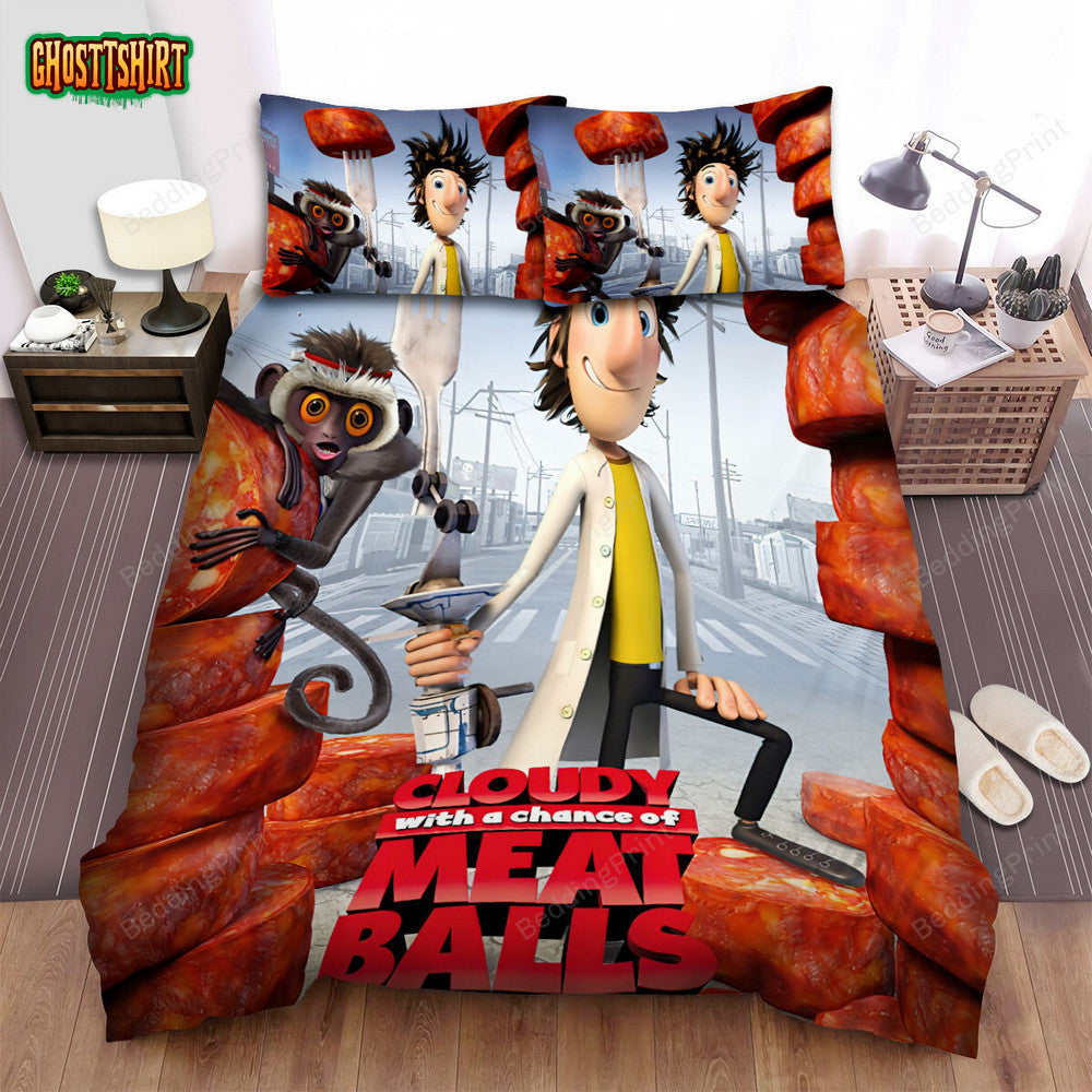 Cloudy With A Chance Of Meatballs Movie Poster 1 Bed Sheets Duvet Cover Bedding Set
