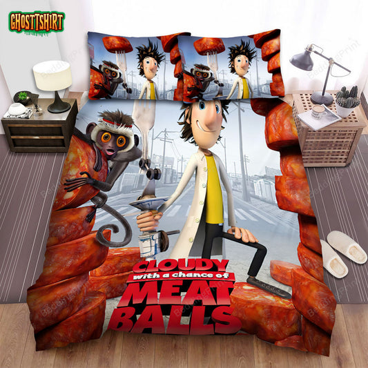 Cloudy With A Chance Of Meatballs Movie Poster 1 Bed Sheets Duvet Cover Bedding Set