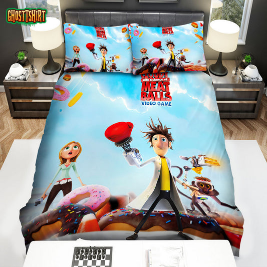 Cloudy With A Chance Of Meatballs Movie Poster 3 Bed Sheets Duvet Cover Bedding Set