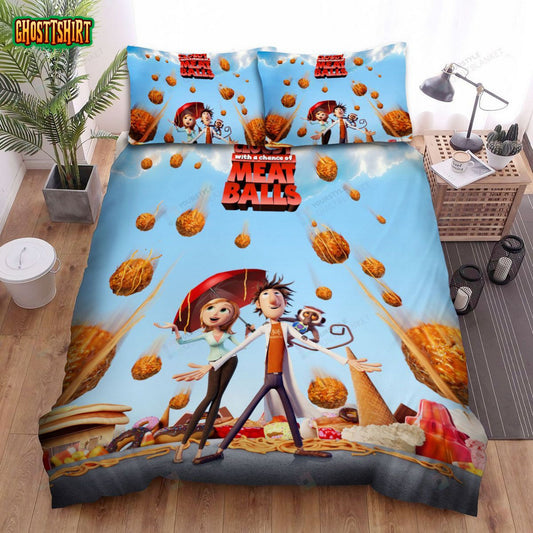 Cloudy With A Chance Of Meatballs Original Poster Bed Sheets Spread Duvet Cover Bedding Set