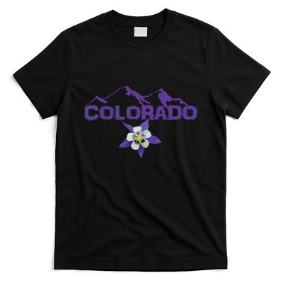 Colorado Mountain Silhouette Columbine State Flower T-Shirt