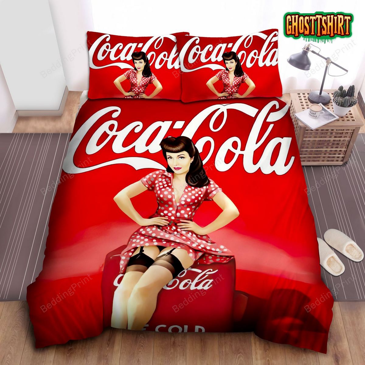 Coca-Cola Pin-Up Girl Vintage Art Bed Sheets Duvet Cover Bedding Set