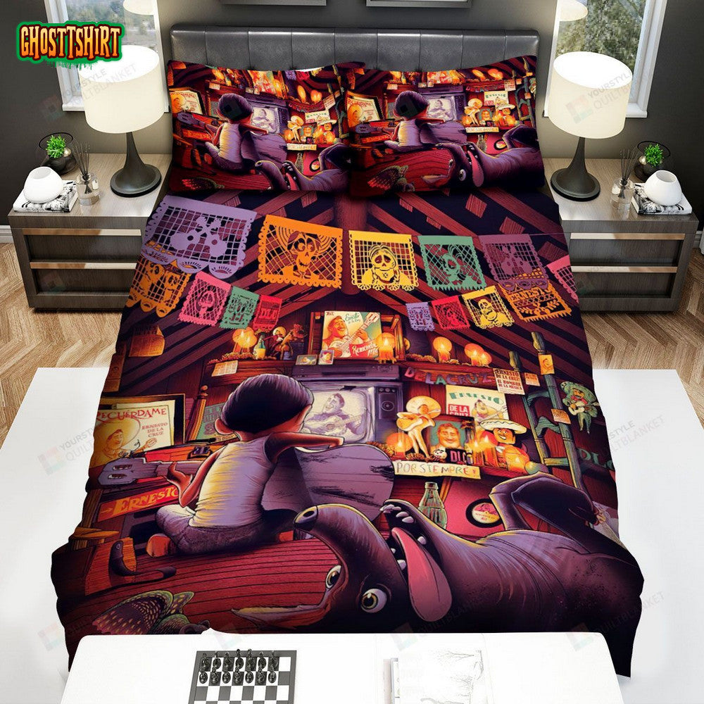Coco Miguel Watch Tv And Playing Guitar Bed Sheets Spread Comforter Duvet Cover Bedding Set