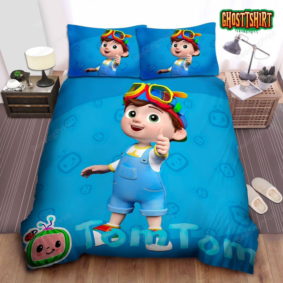Cocomelon Tom Tom Blue Bed Sheets Duvet Cover Bedding Set