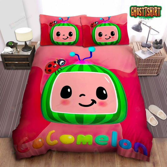 Cocomelon T.V Cute Logo Bed Sheets Duvet Cover Bedding Set