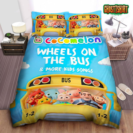 Cocomelon Wheels On The Bus Bed Sheets Duvet Cover Bedding Set