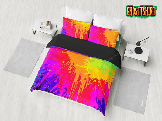 Colorful Abstract Art Paint Splatter Duvet Cover Bedding Set