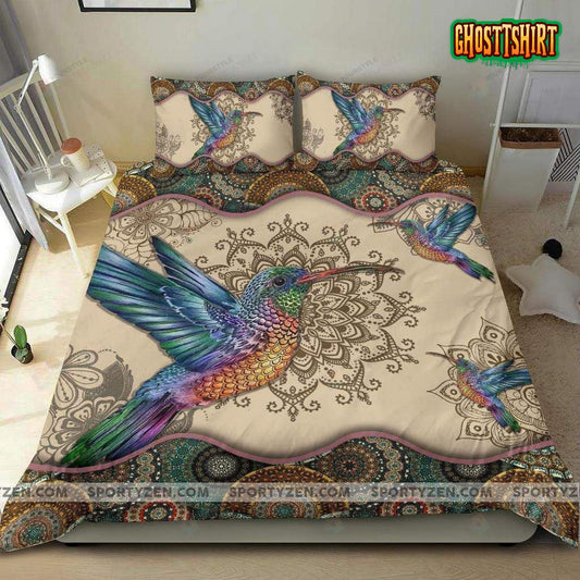 Colorful Hummingbird Mandala Bed Sheets Duvet Cover Bedding Set