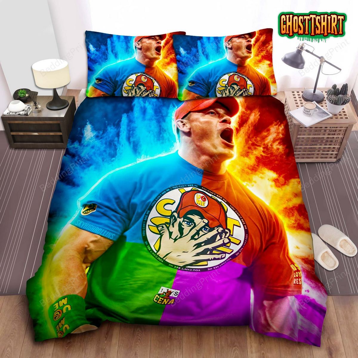 Colorful John Cena Illustration Bed Sheet Duvet Cover Bedding Set