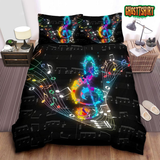 Colorful Magical Music Notes Duvet Cover Bedding Set