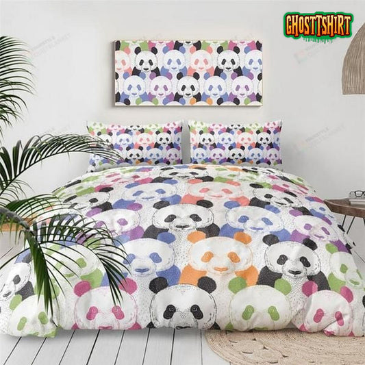 Colorful Panda Bed Sheets Spread Duvet Cover Bedding Set