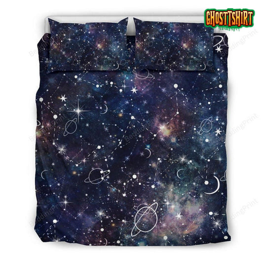 Constellation Galaxy Space Print Duvet Cover Bedding Set