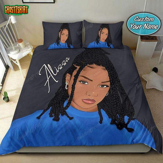 Cool Black Girl Braid Hairstyle Custom Bedding Set