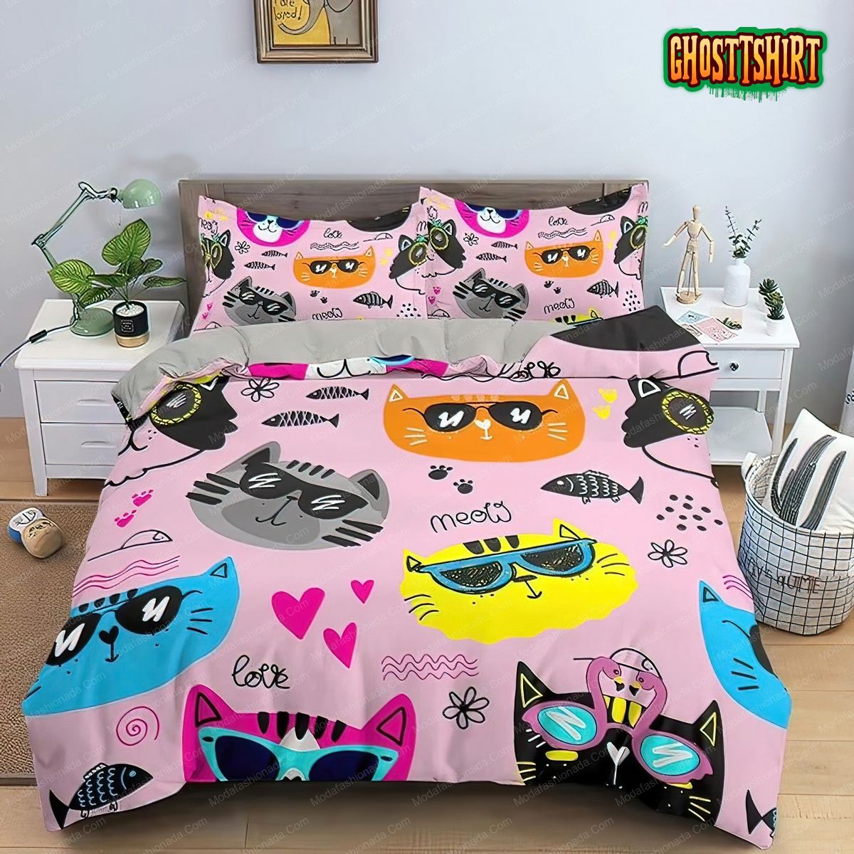 Cool Cats In Different Colors Toddler Bedding Set
