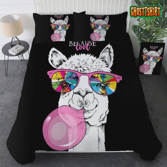 Cool Llama With Sunglasses Bed Sheets Duvet Cover Bedding Set