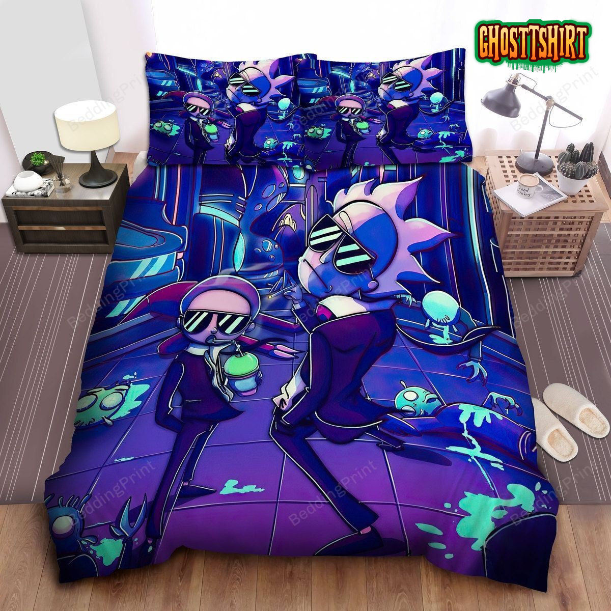 Cool Rick And Morty Men In Black Bed Sheets Duvet Cover Bedding Set