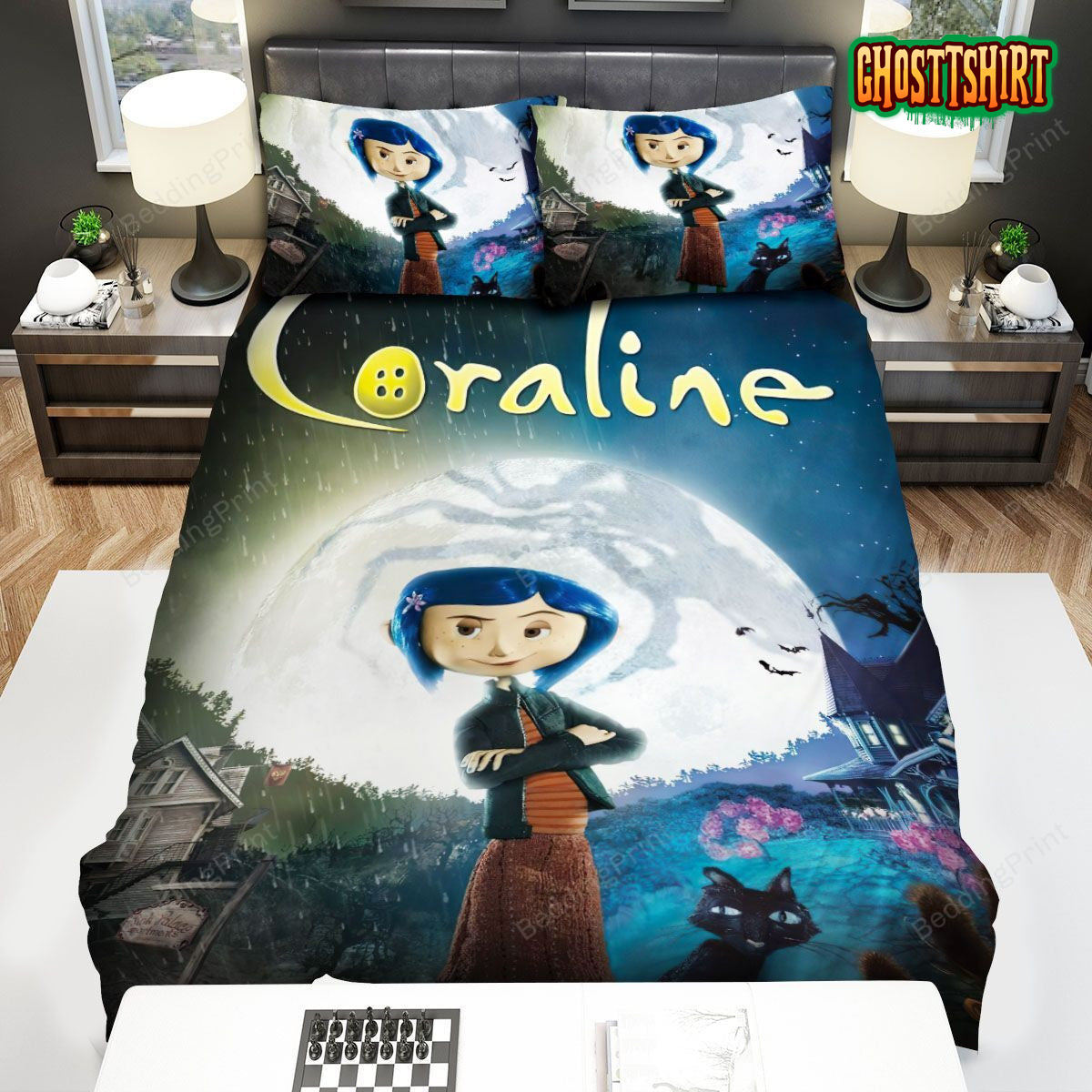 Coraline And The Full Moon Bed Sheets Duvet Cover Bedding Set