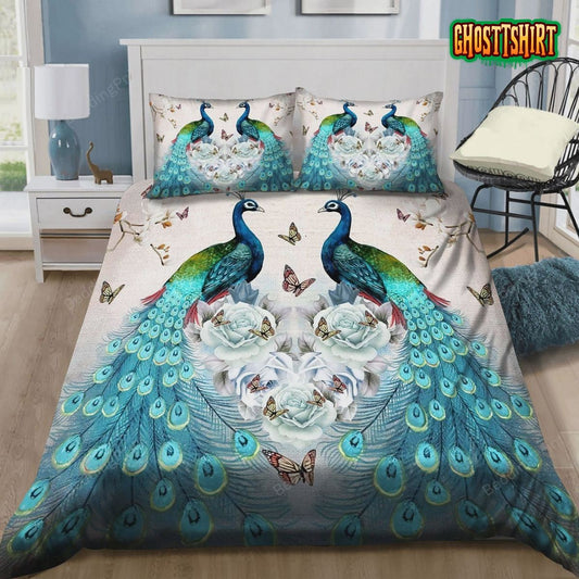 Couple Of Peacock And Flower Bed Sheets Duvet Cover Bedding Set