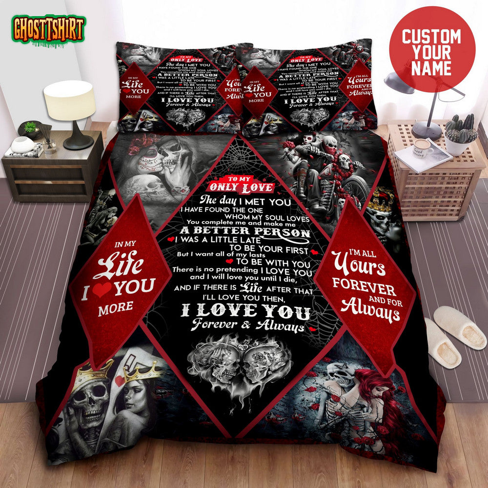 Couple Skull Bed Sheets Duvet Cover Bedding Set