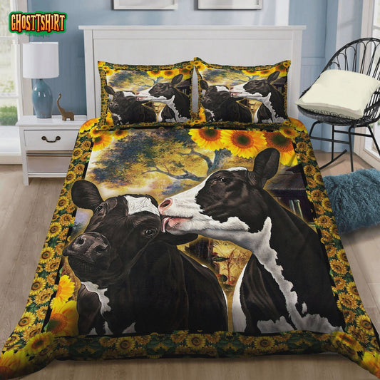 Cow Couple Sunflower Bedding Set