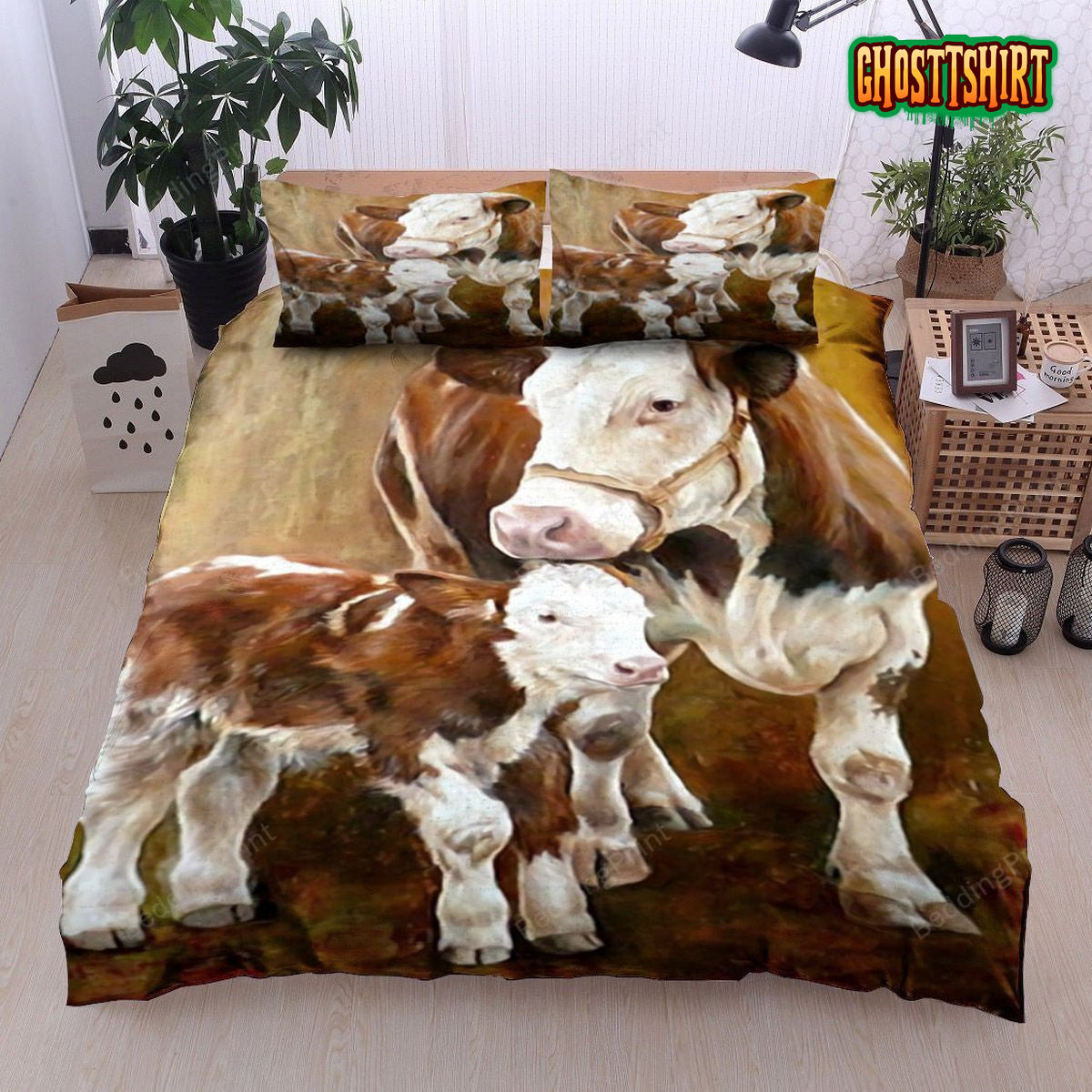Cow Mom And Baby Bed Sheets Duvet Cover Bedding Set