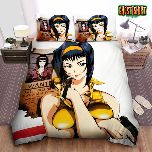 Cowboy Bebop Faye Valentine And Her Wanted Poster Bed Sheets Duvet Cover Bedding Set