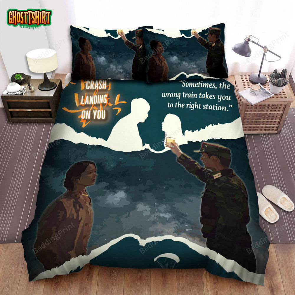 Crash Landing On You (2019–2020) Movie Illustration Bed Sheets Duvet Cover Bedding Set