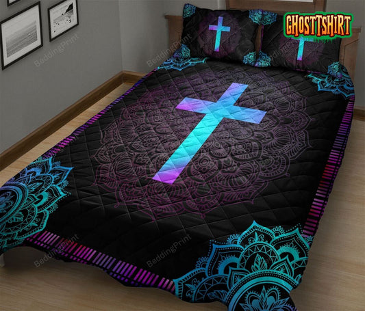 Cross Christian Light Color Bed Sheets Duvet Cover Bedding Set