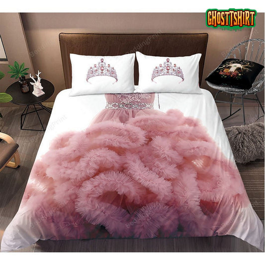 Crown And Pink Skirt Bedding Set