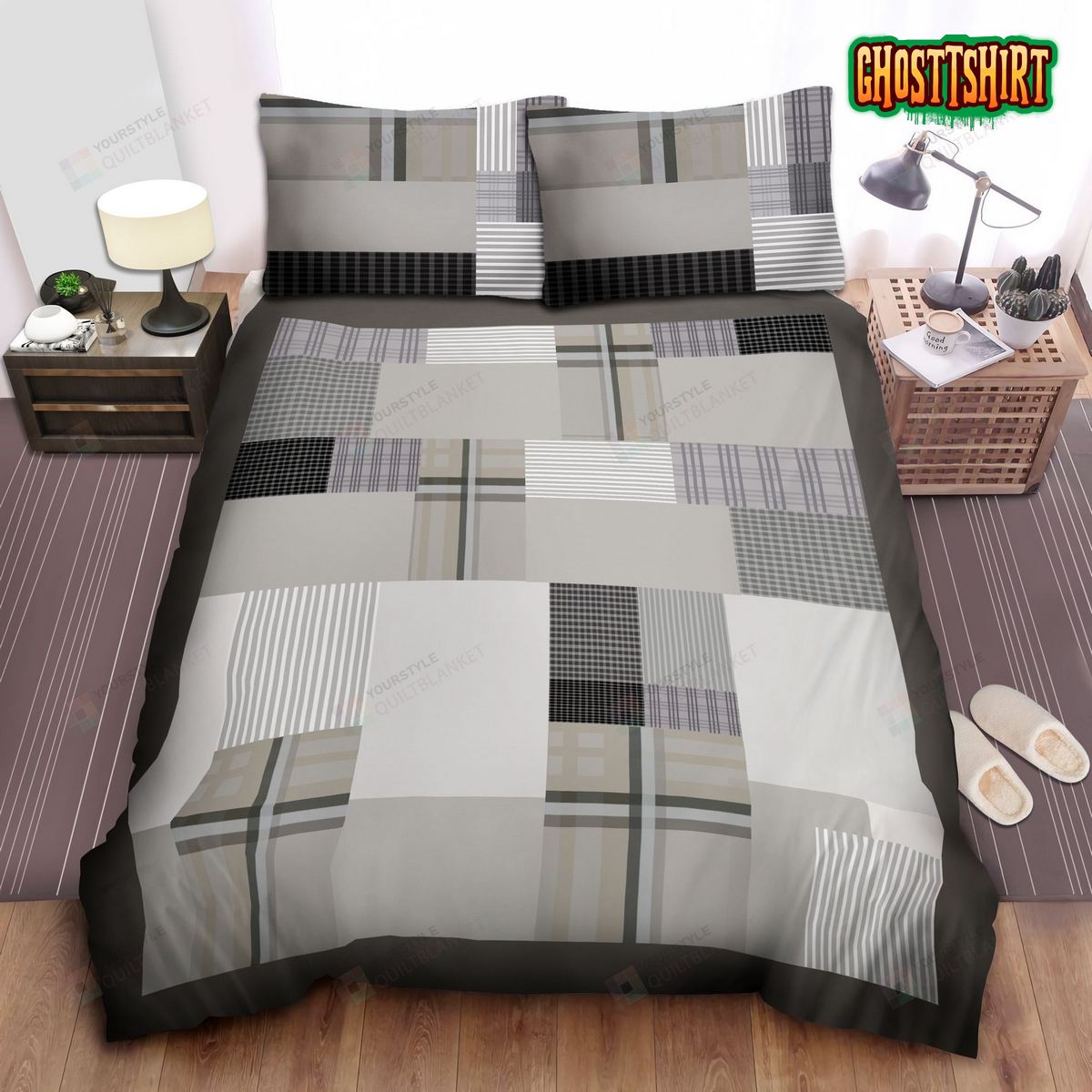 Cuddl Duds Flannel Patchwork Duvet Cover Bedding Set