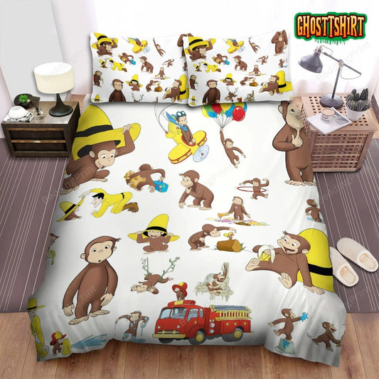 Curious George In So Many Moments With Ted Bed Sheets Spread Duvet Cover Bedding Set