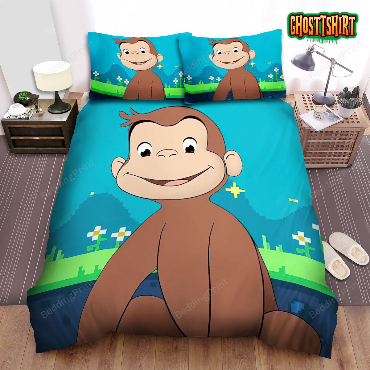 Curious George Solo Image Bed Sheets Spread Duvet Cover Bedding Set
