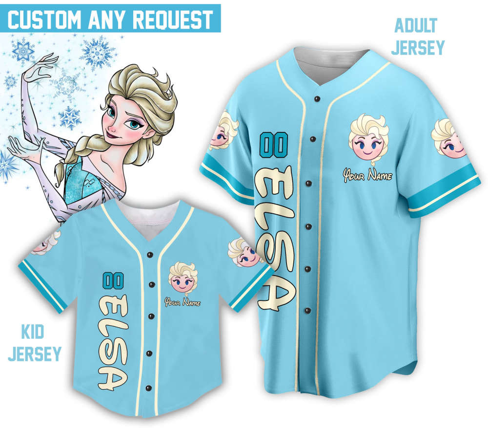 Custom Ddisney Princess Elsa Game Day Baseball Jersey Ddisney Frozen Elsa Baseball Outfit For Baseball Fan Player Baseball Girl Women Lover - Aopprinter