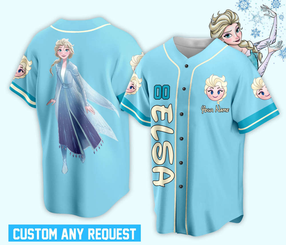 Custom Ddisney Princess Elsa Game Day Baseball Jersey Ddisney Frozen Elsa Baseball Outfit For Baseball Fan Player Baseball Girl Women Lover - Aopprinter
