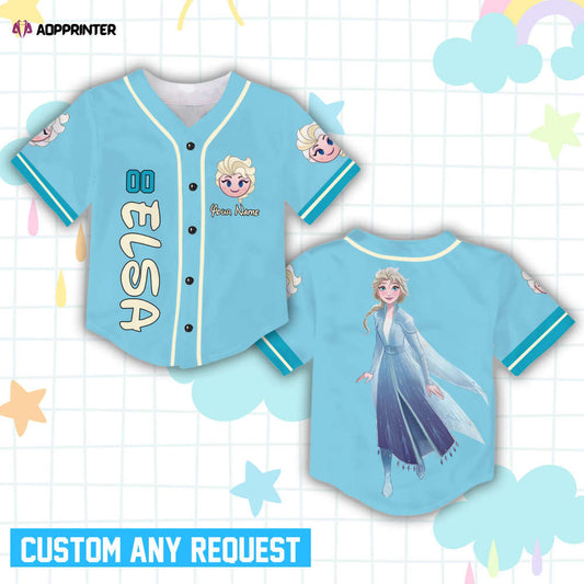 Custom Ddisney Princess Elsa Game Day Baseball Jersey Ddisney Frozen Elsa Baseball Outfit For Baseball Fan Player Baseball Girl Women Lover - Aopprinter