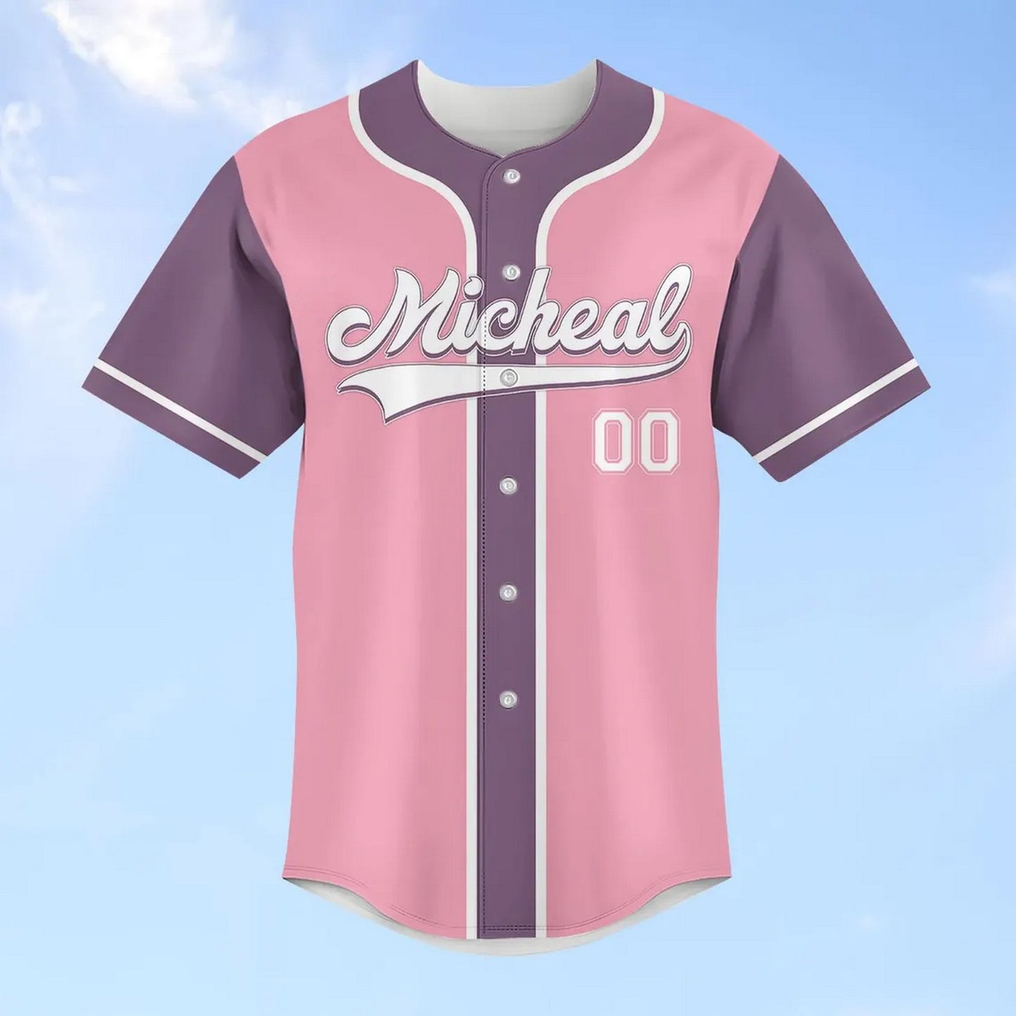 Custom Disney Angel Pink Purple Baseball Jersey