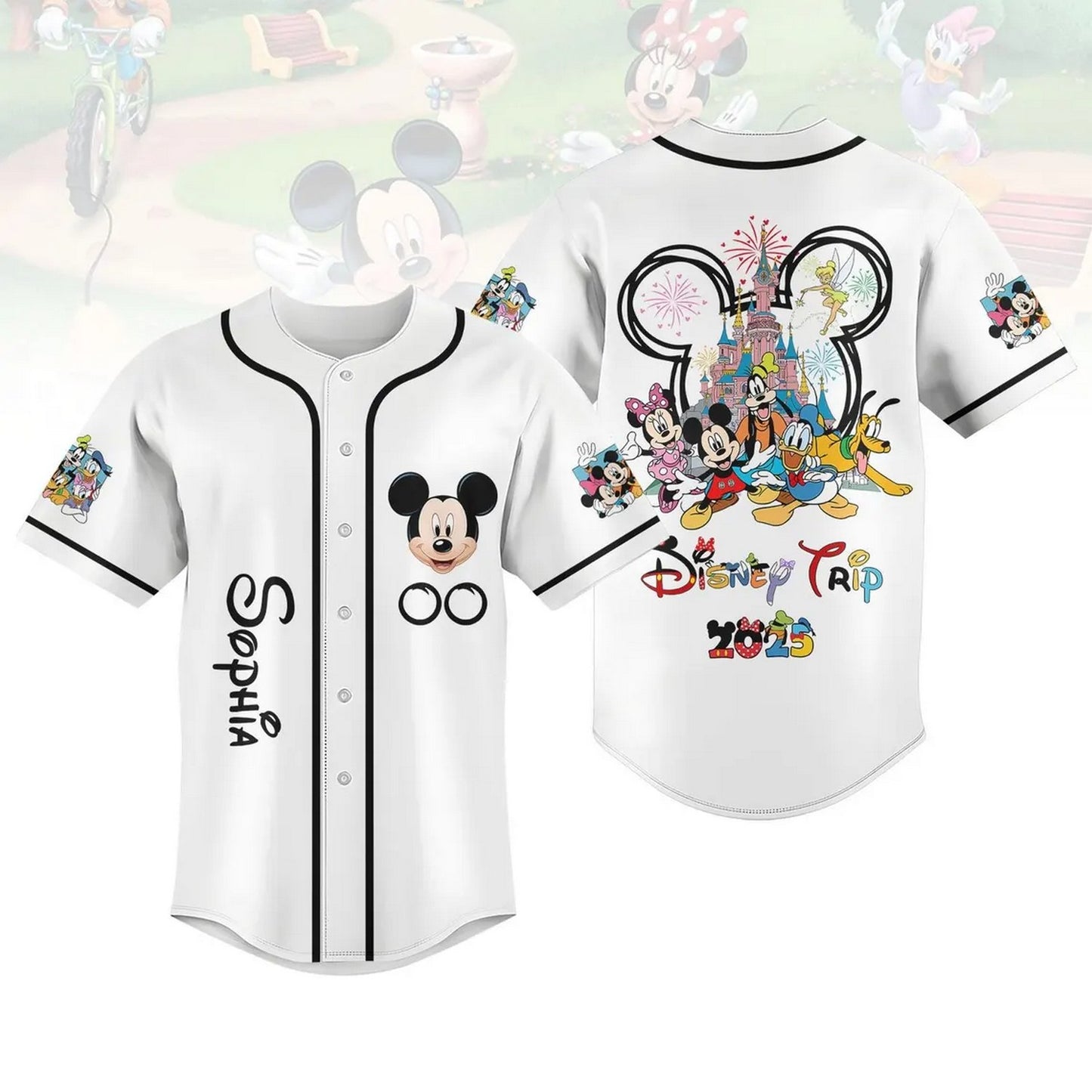 Custom Name And Number Disney Trip 2025 Mickey And Friends Baseball Jersey