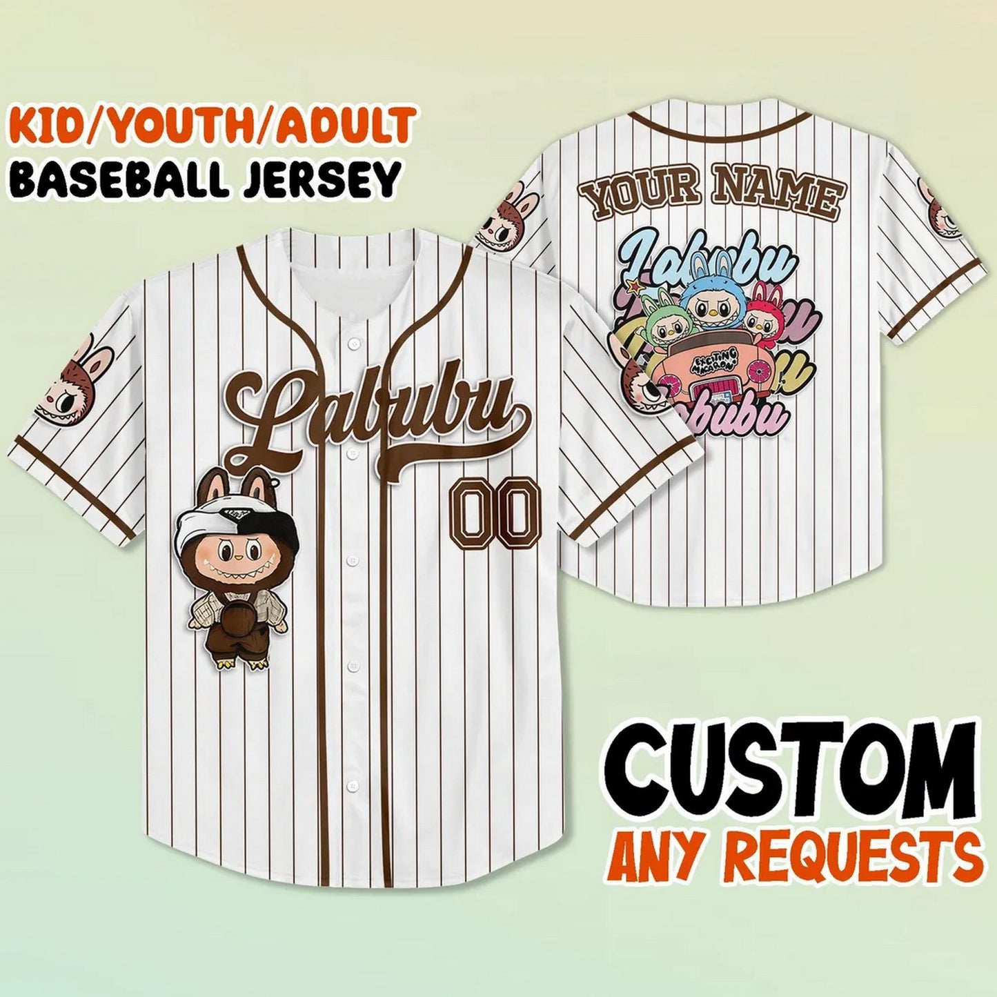Custom Name And Number Labubu Brown Baseball Jersey