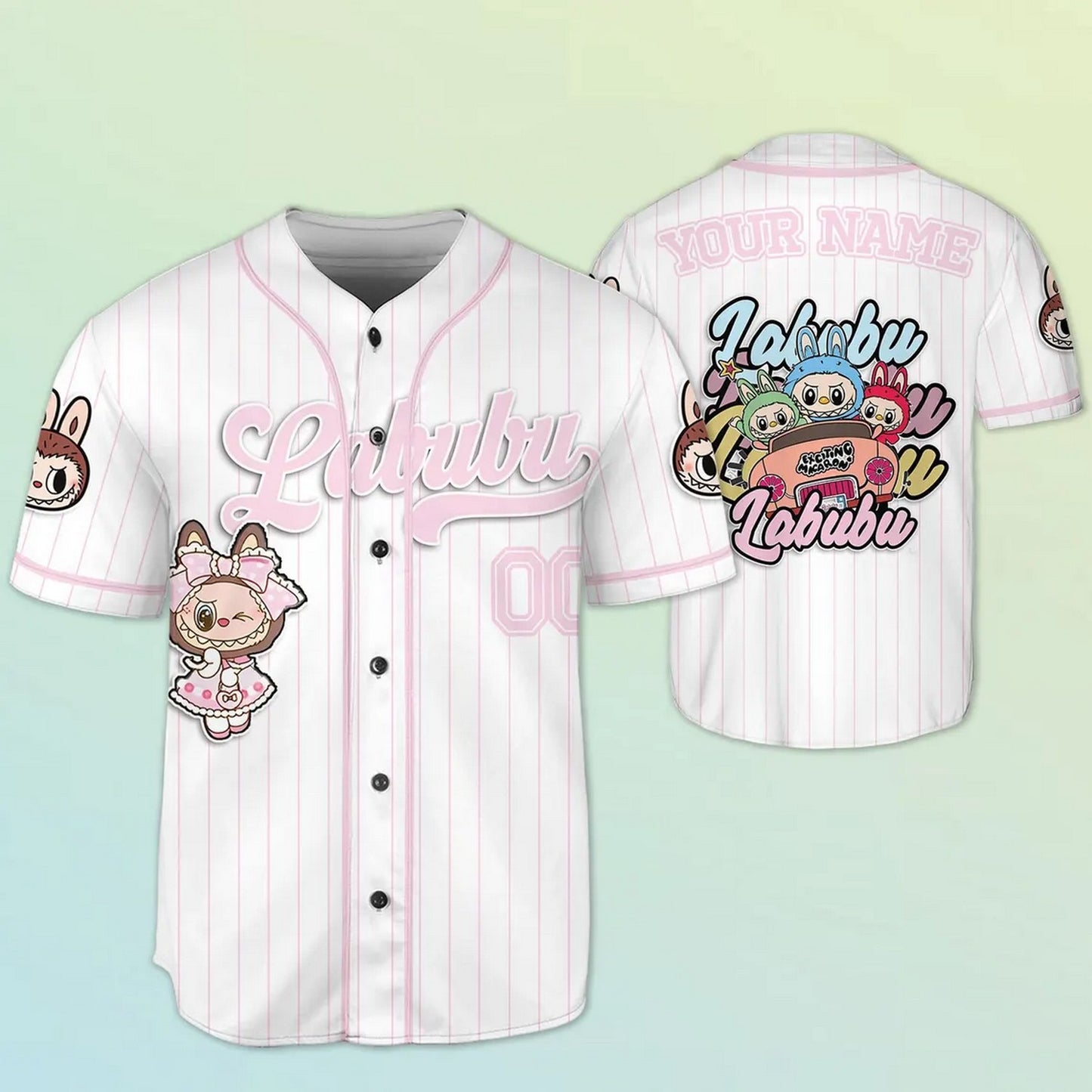 Custom Name And Number Labubu Cute Girl Pink Baseball Jersey
