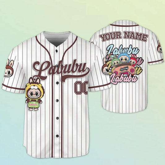 Custom Name And Number Labubu Green Yellow Baseball Jersey