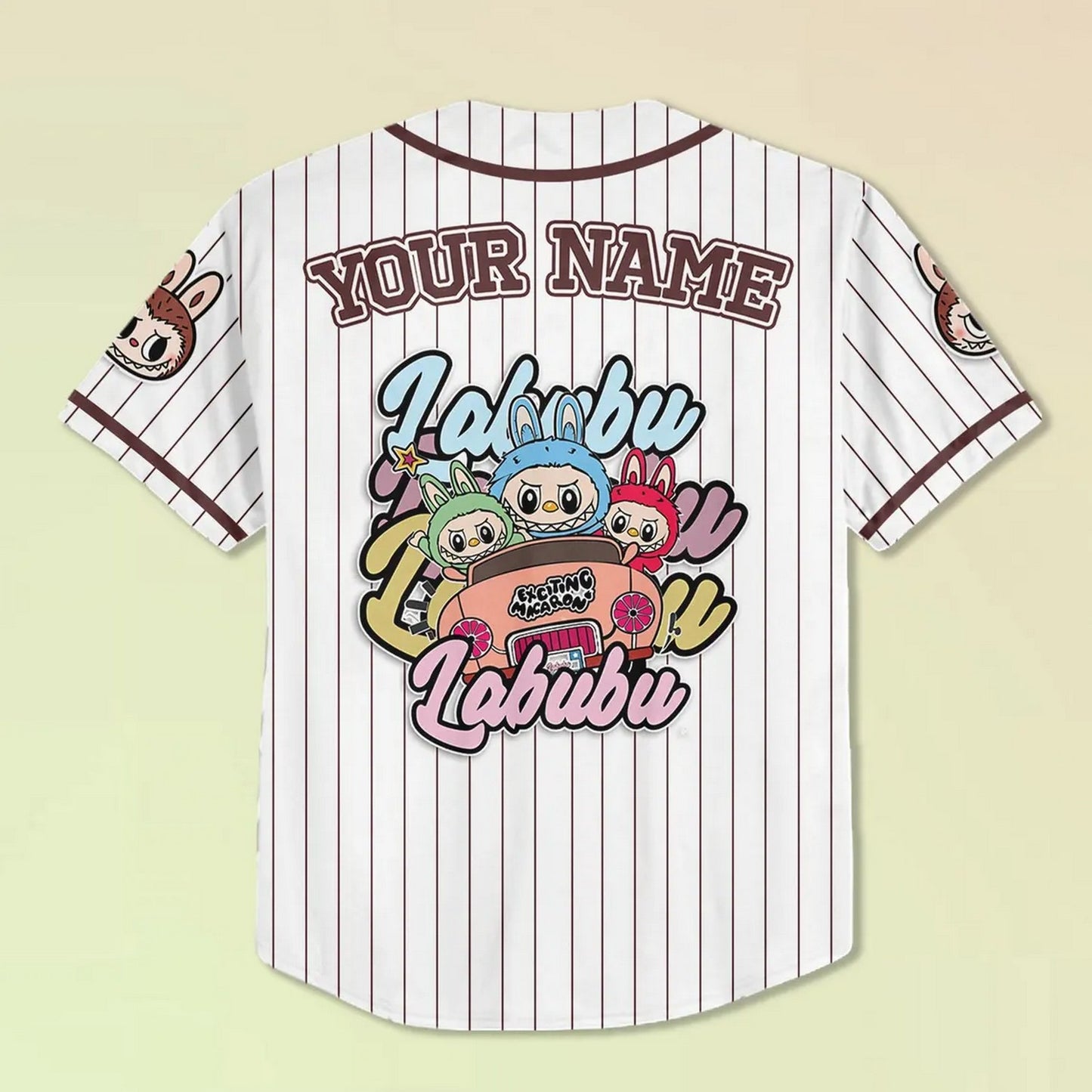 Custom Name And Number Labubu Green Yellow Baseball Jersey