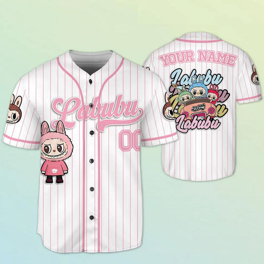 Custom Name And Number Labubu Pink Baseball Jersey